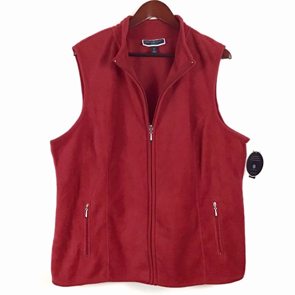 NWT! Karen Scott Macy's Plus 1X 3X Fleece Vest Red - Picture 3 of 4